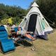 Grass tent pitch